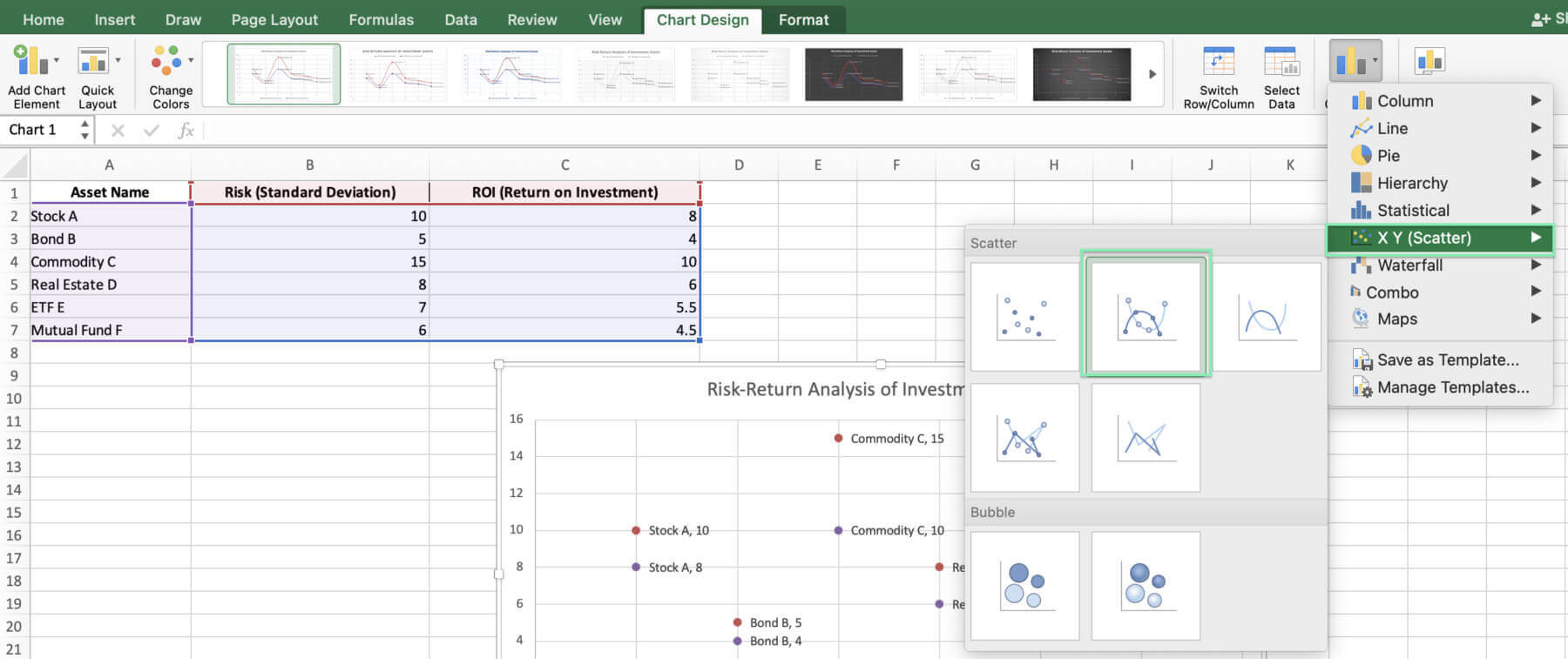 create xy chart excel