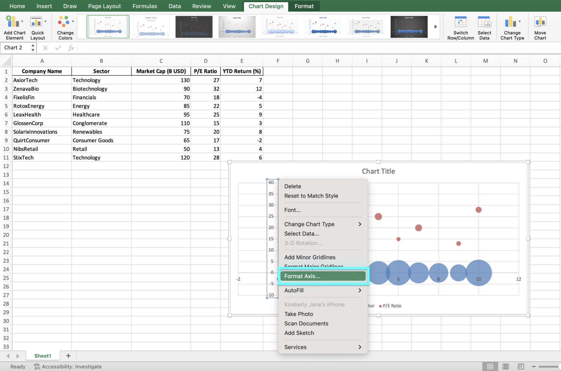 how to create a bubble chart in excel