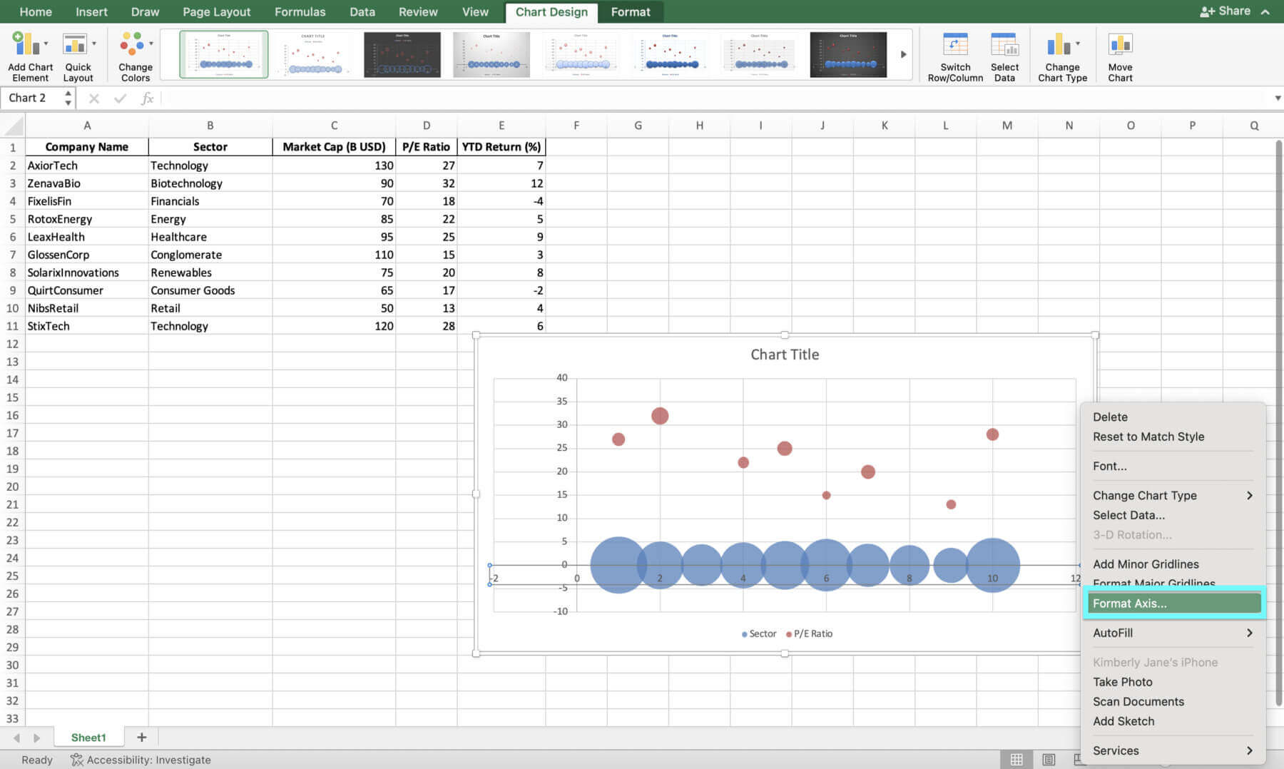 how to create a bubble chart in excel