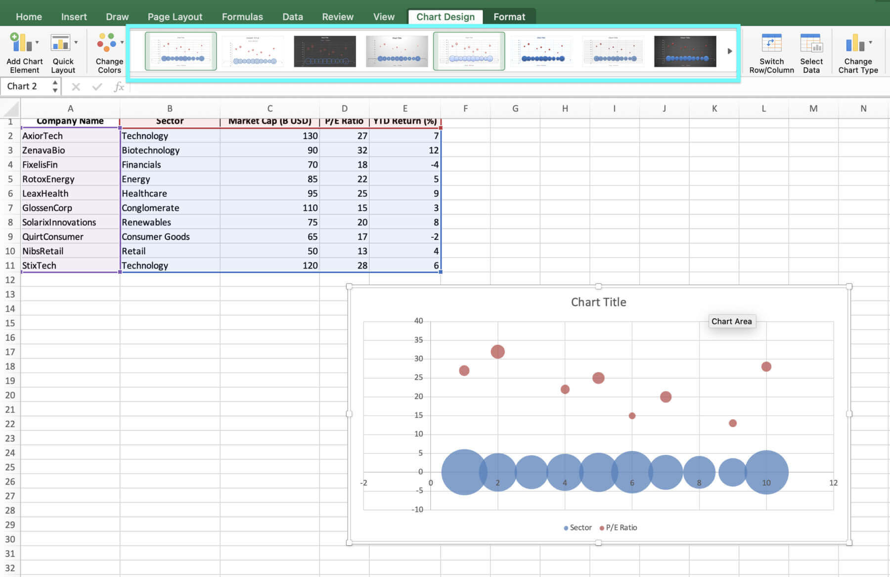 how to create a bubble chart in excel