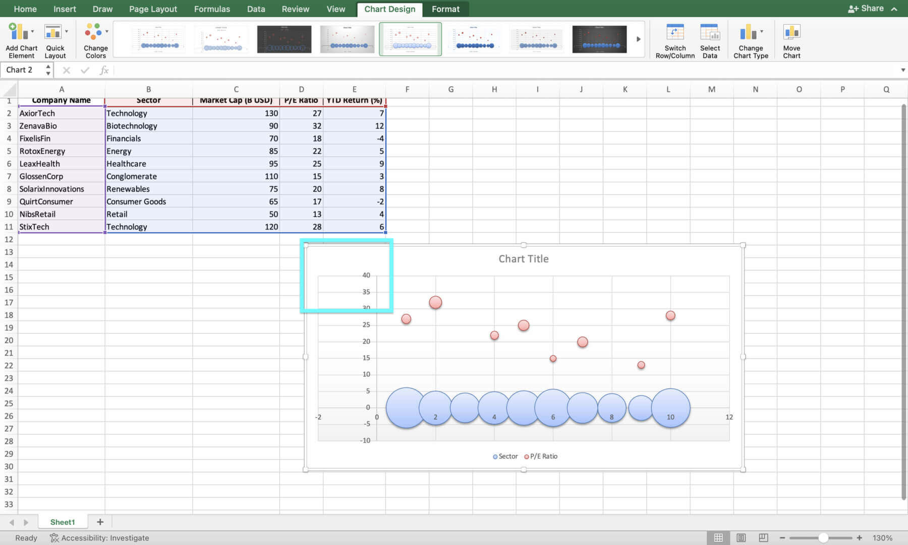 how to create a bubble chart in excel