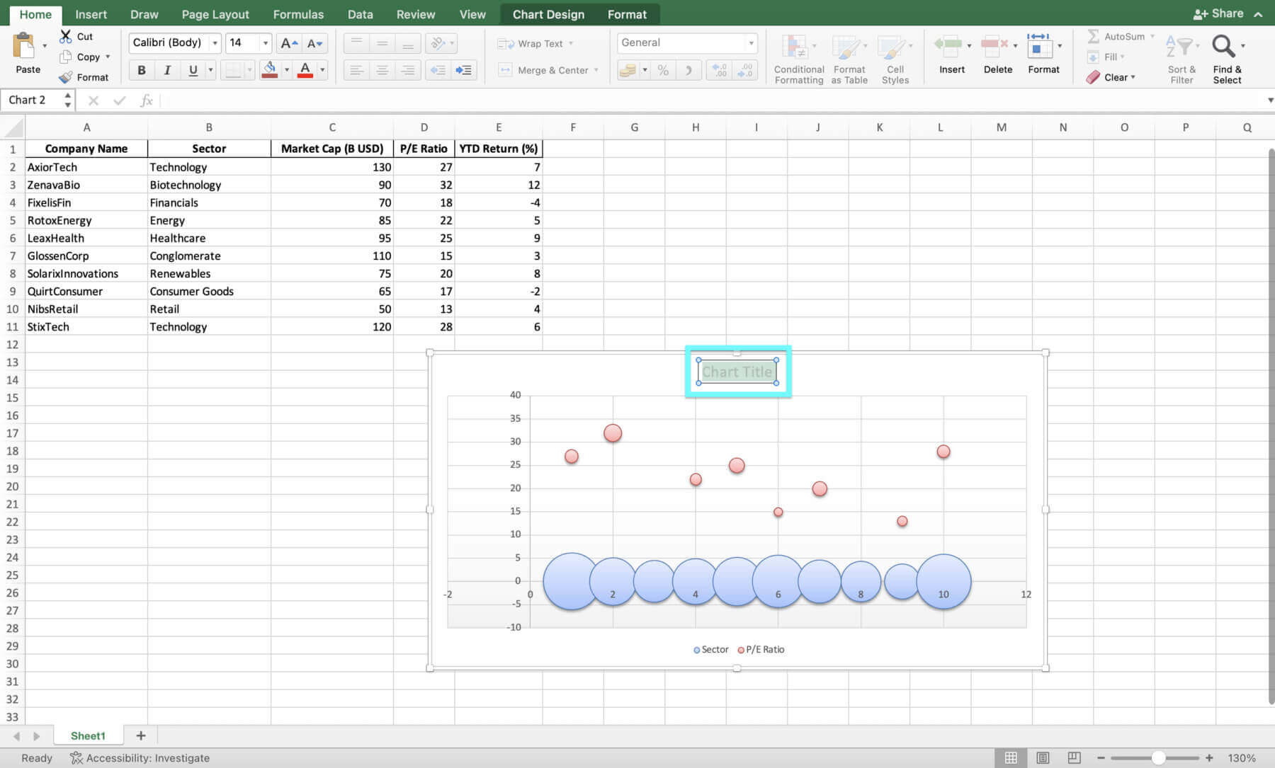 how to create a bubble chart in excel