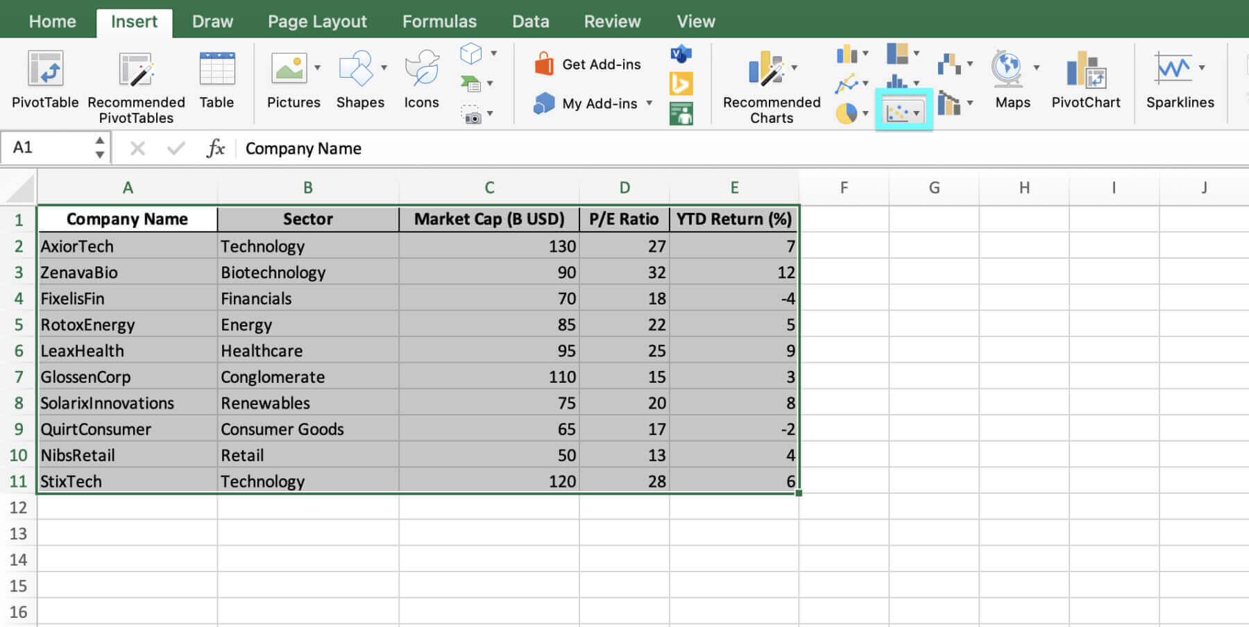 how to create a bubble chart in excel