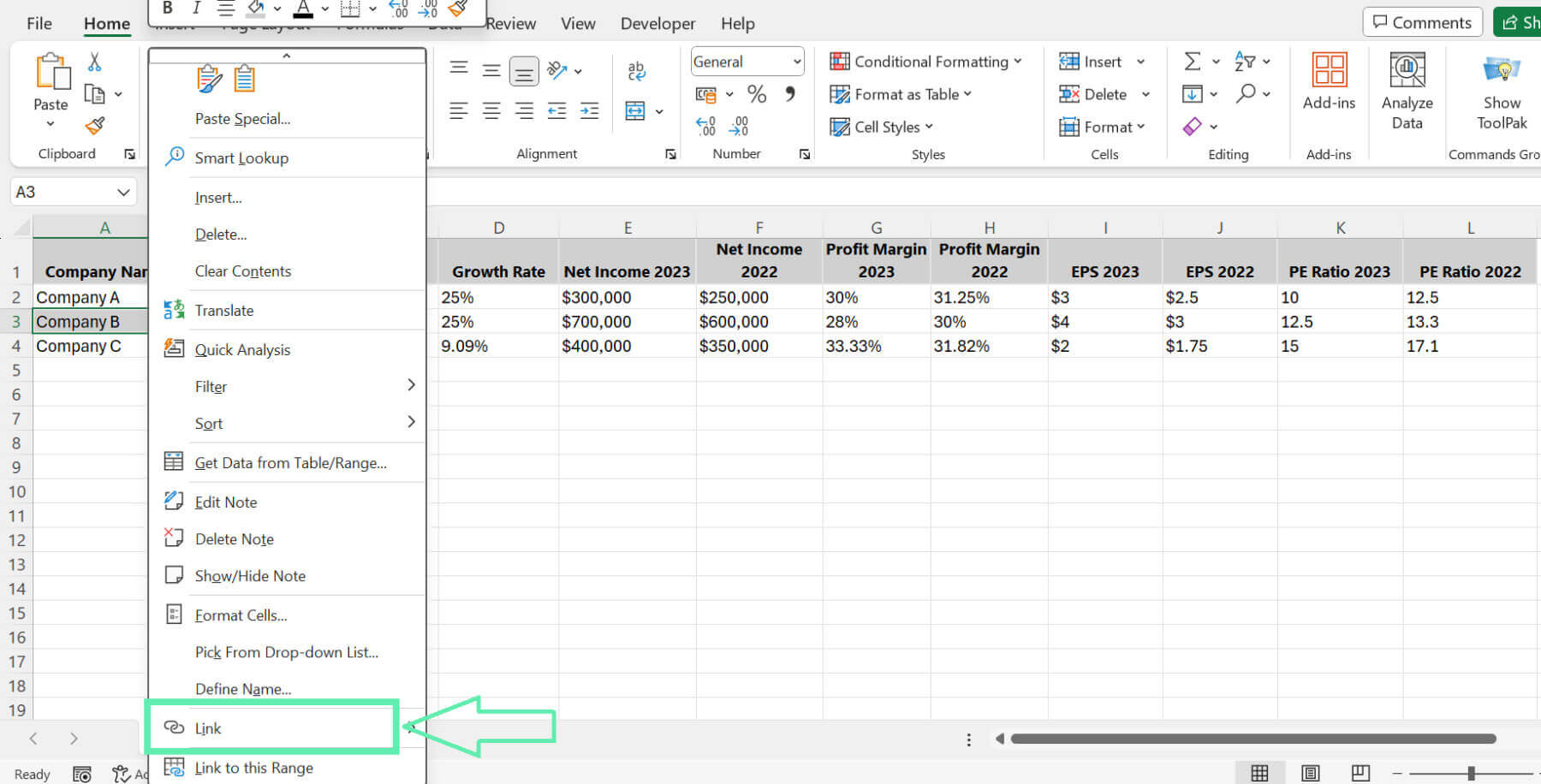 create footnotes excel