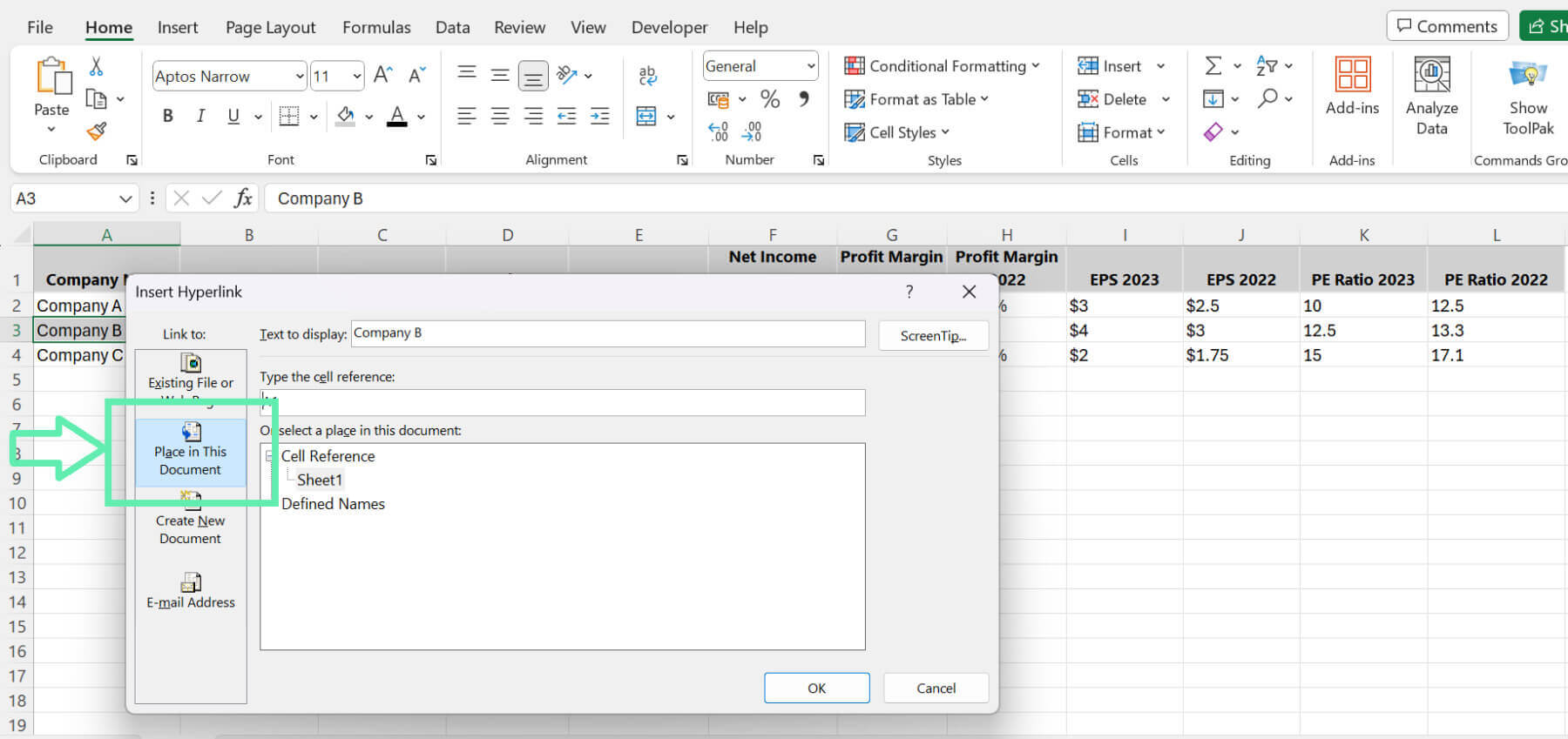 create footnotes excel