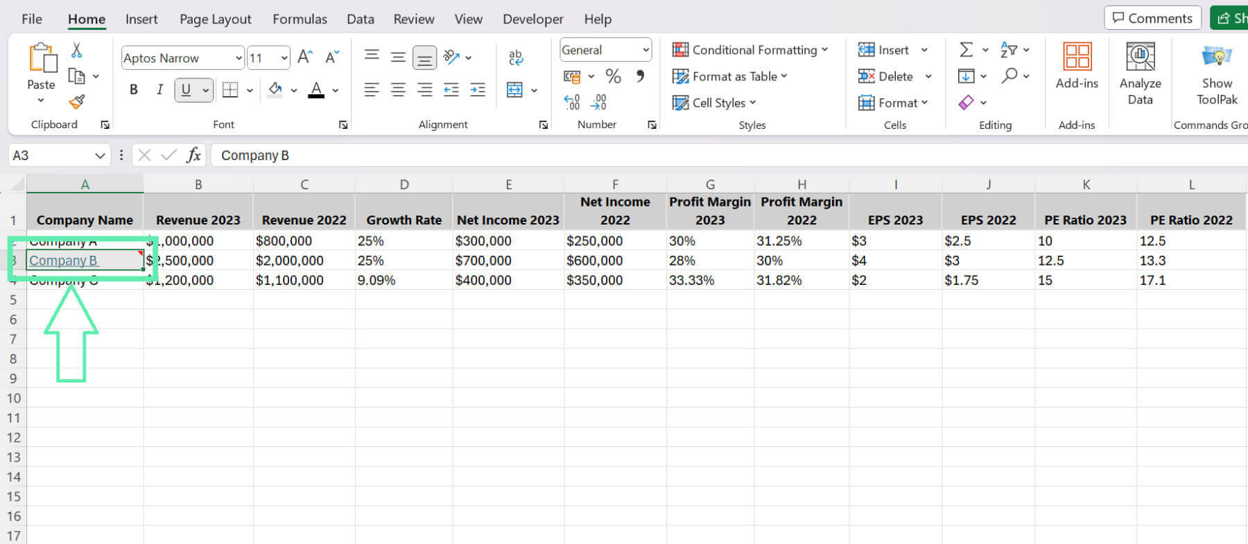 create footnotes excel