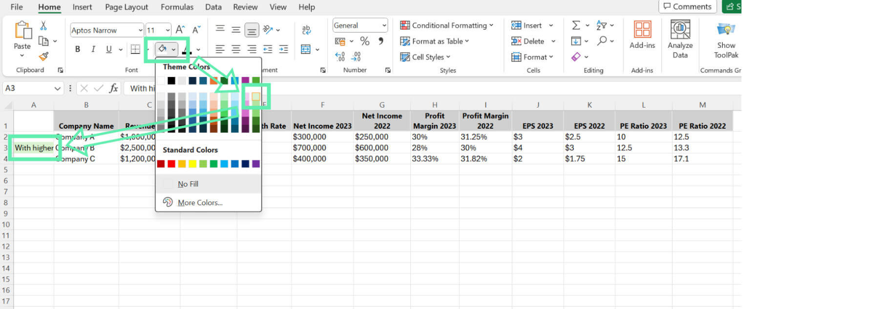 create footnotes excel