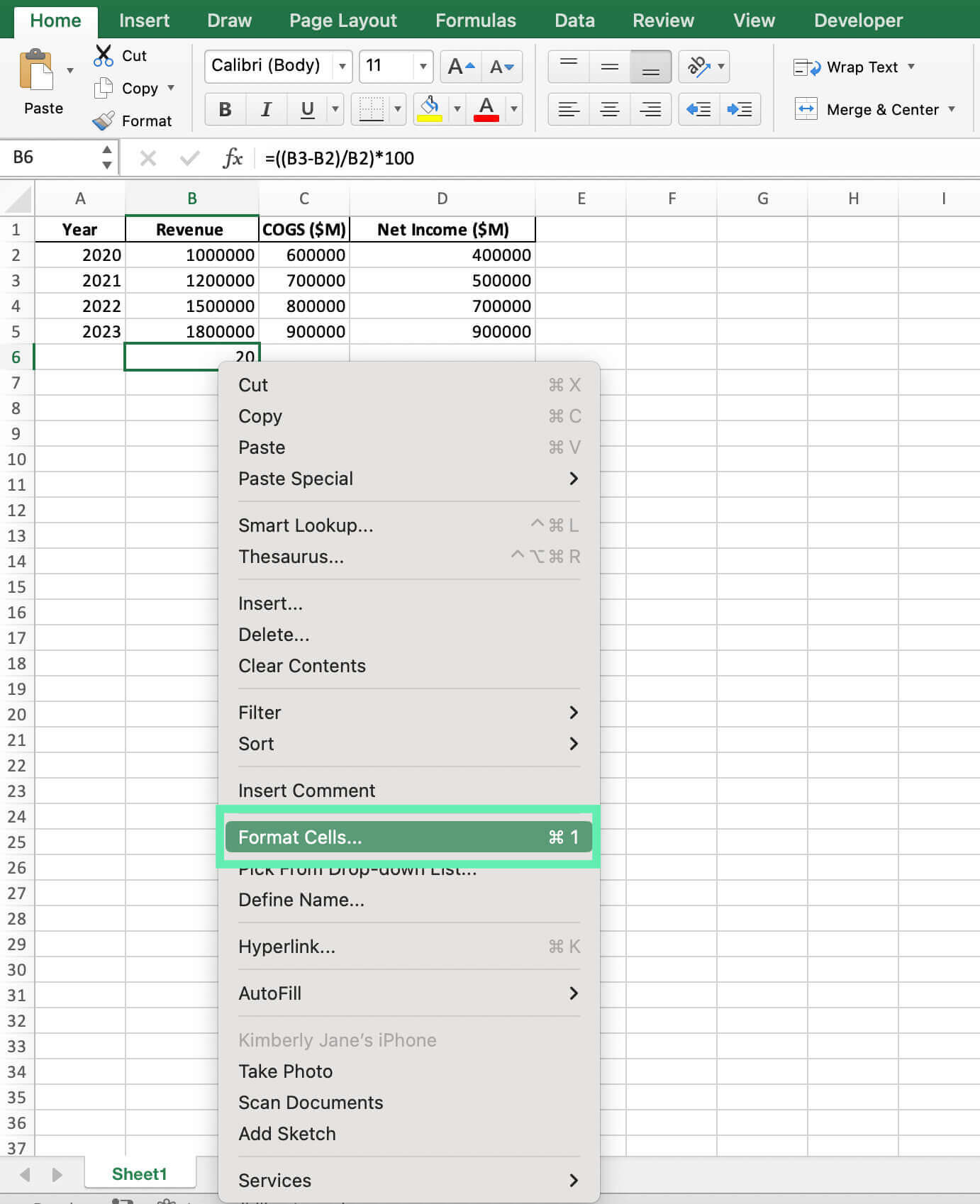 create percentage change between two numbers excel
