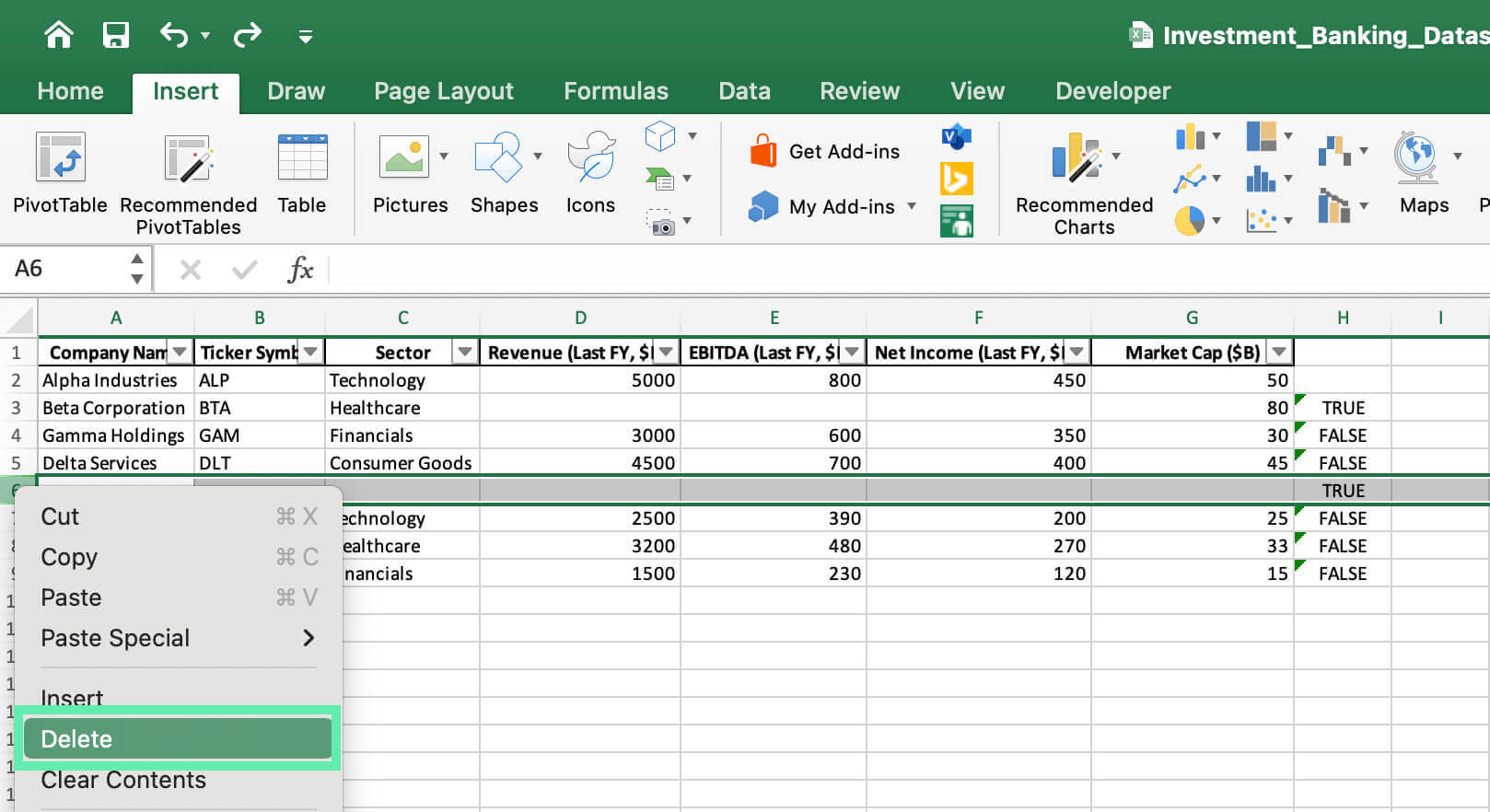 find and remove blank rows excel