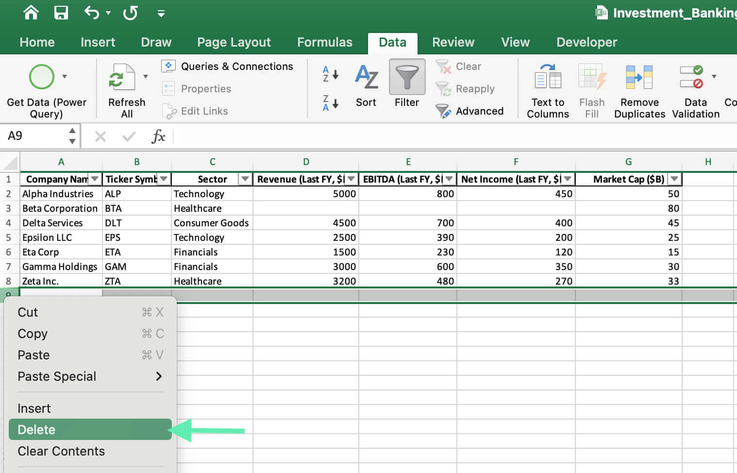find and remove blank rows excel