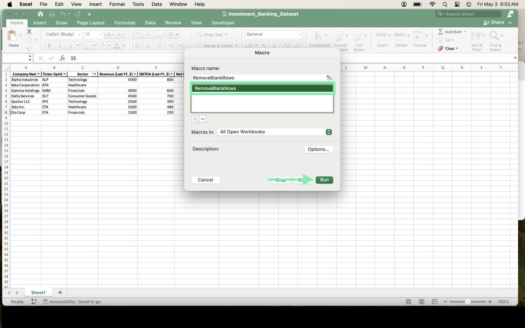 find and remove blank rows excel