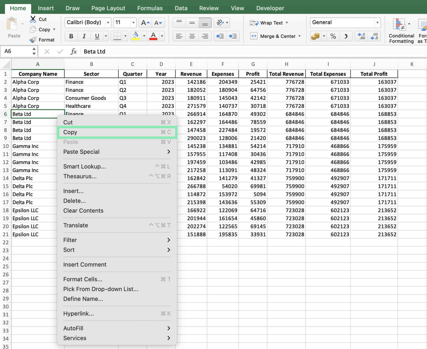 paste options excel