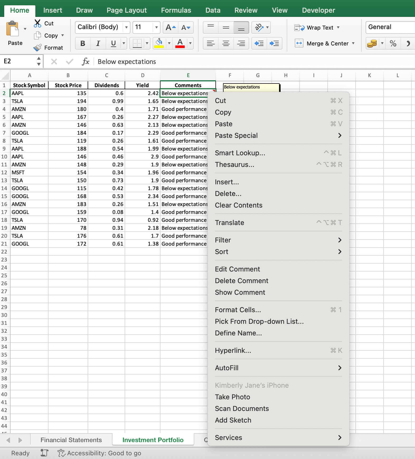 paste options excel