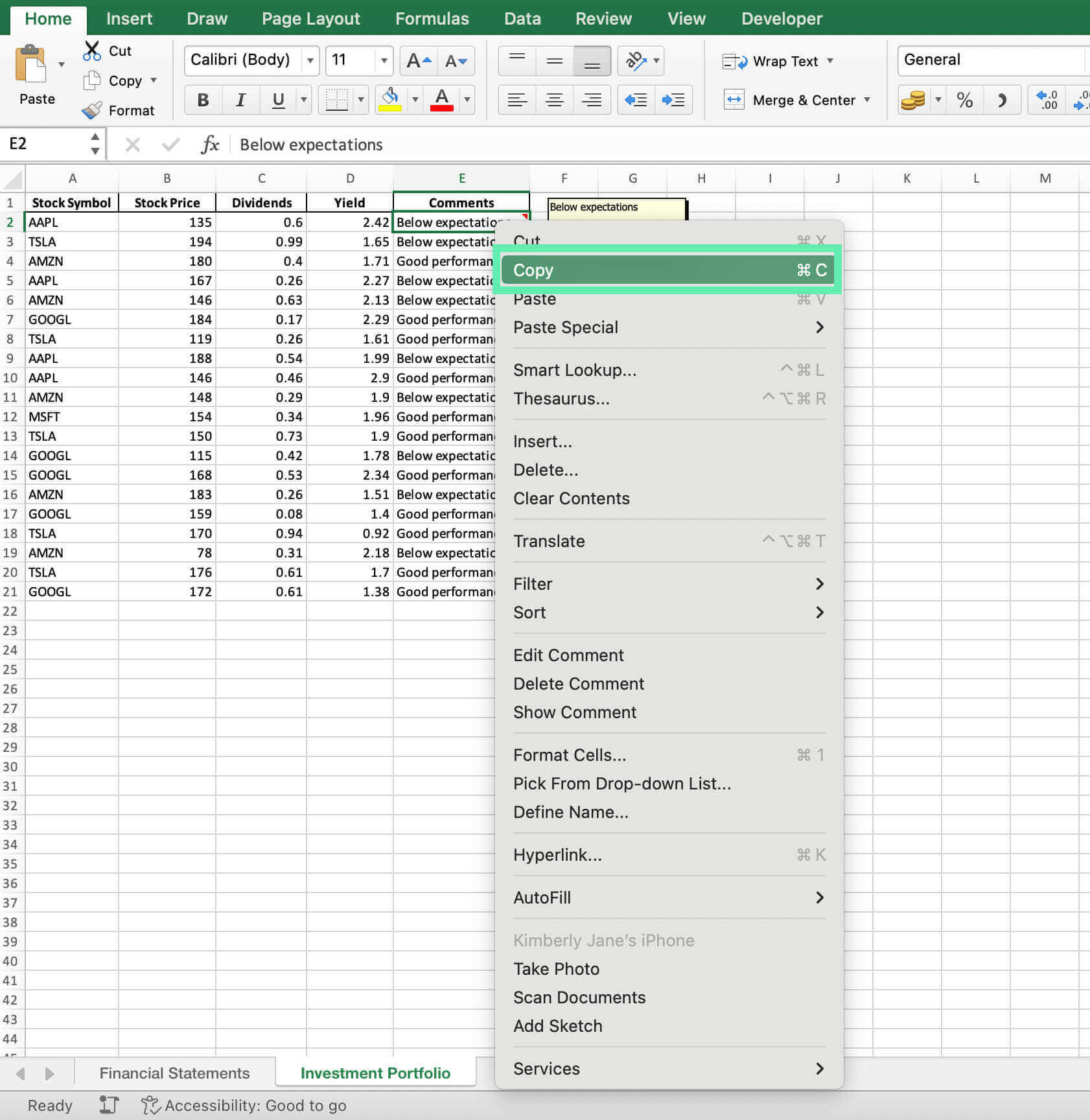 paste options excel